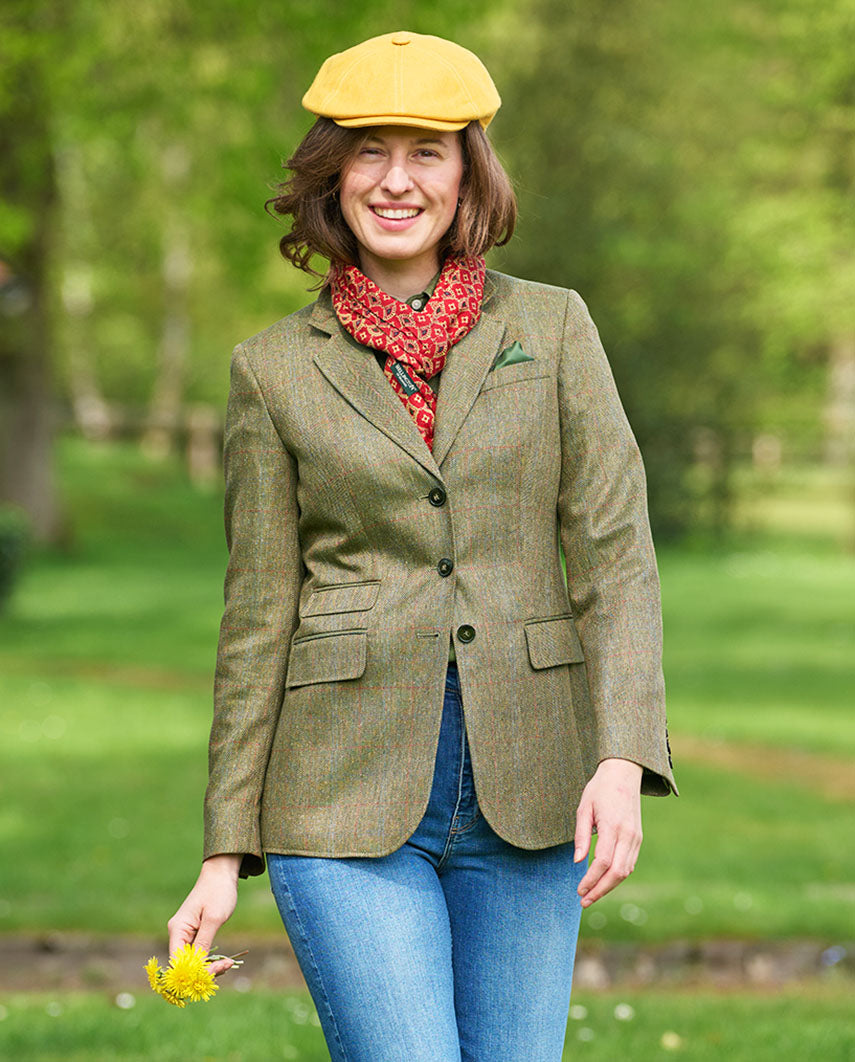 Ladies silk blazer ''Carola'' with red and blue check