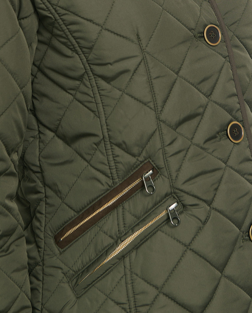 Quilted coat ''Gabby'' with tweed trim in olive