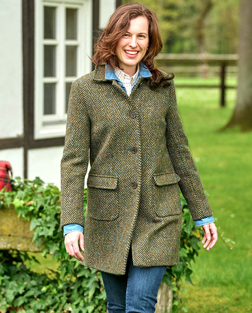 Women's coat ''Marly'' in multi-color Herringbone made of MAGEE Tweed