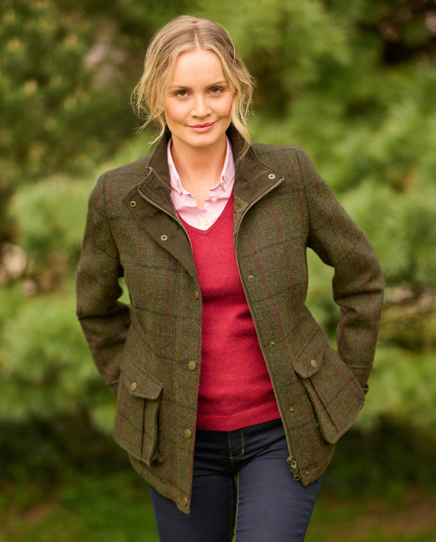 Ladies' jacket ''Bailey'' made of Harris Tweed green overcheck