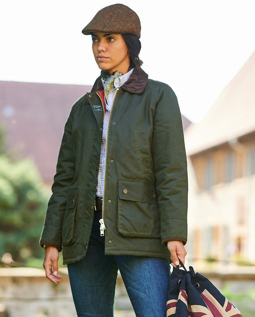 Authentic ladies wax jacket ''Queensberg'' in olive