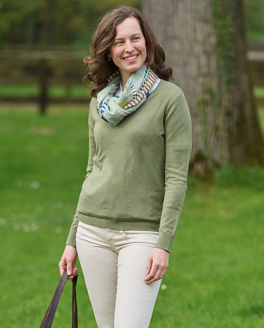 Women's knitted sweater "Jane" made of cotton in green