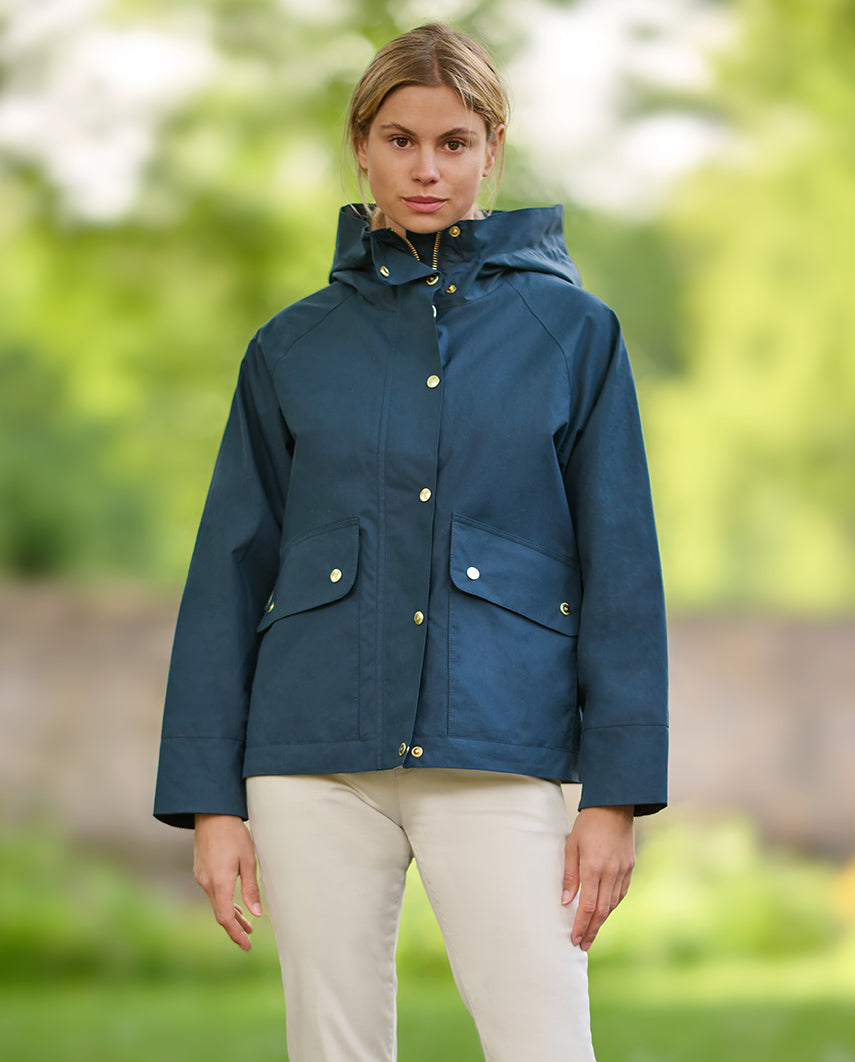 Kurzer Damen Wachsparka "Zita" in navy