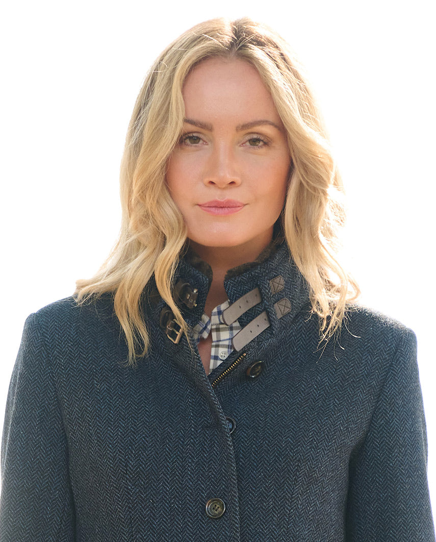 Women's tweed coat ''Paula'' in blue herringbone