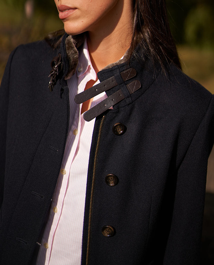 Modischer Damen Wollmantel ''Paula'' in navy