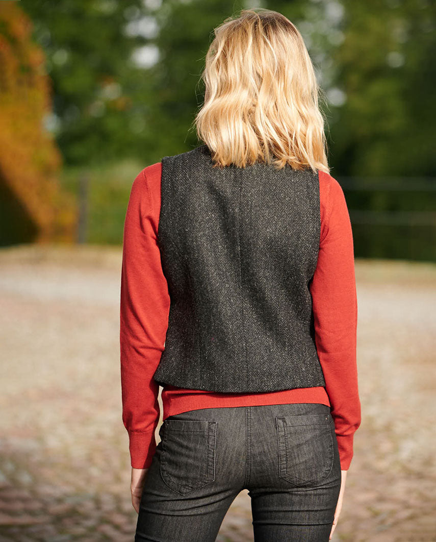 Damen Harris Tweed Weste "Lea" in charcoal