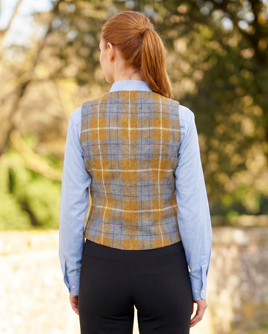 Damen Harris Tweed Weste "Lea" in amber check