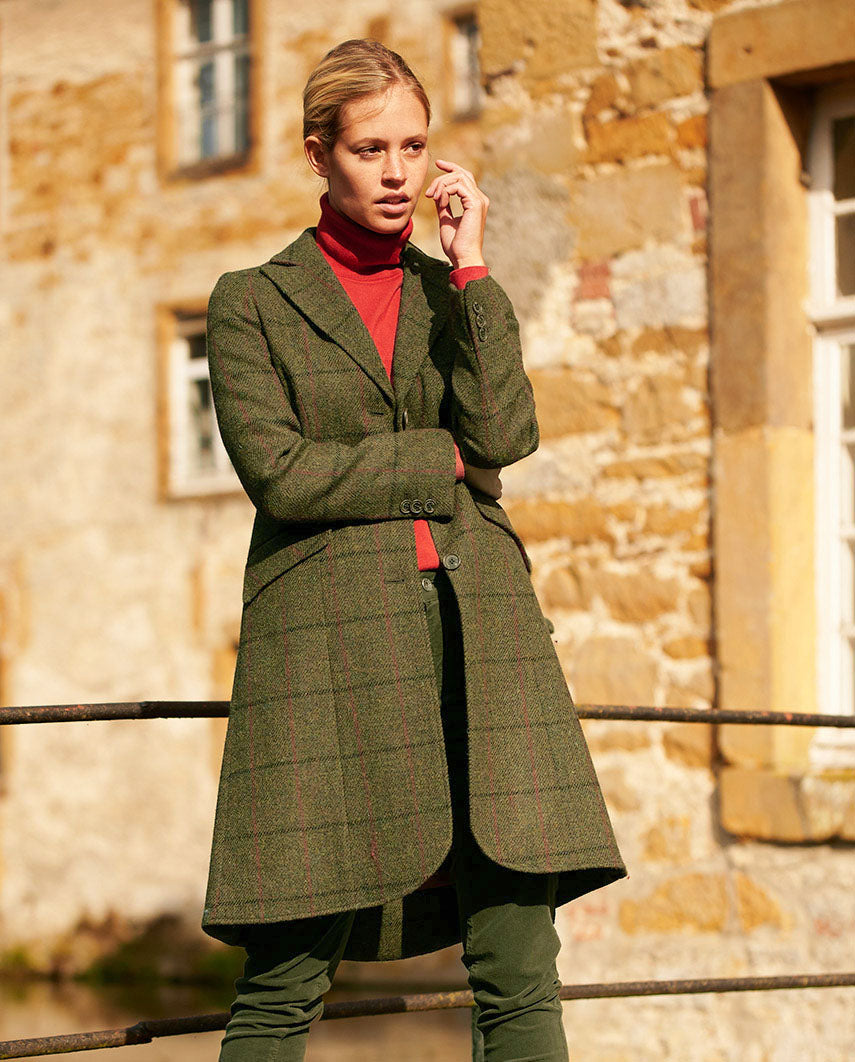 Harris Tweed women's coat ''Brenda'' in green overcheck