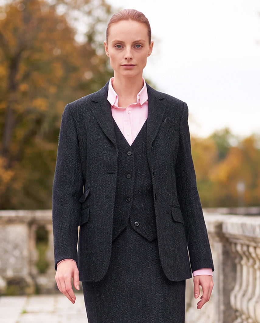 Harris Tweed Blazer "Carola" in charcoal