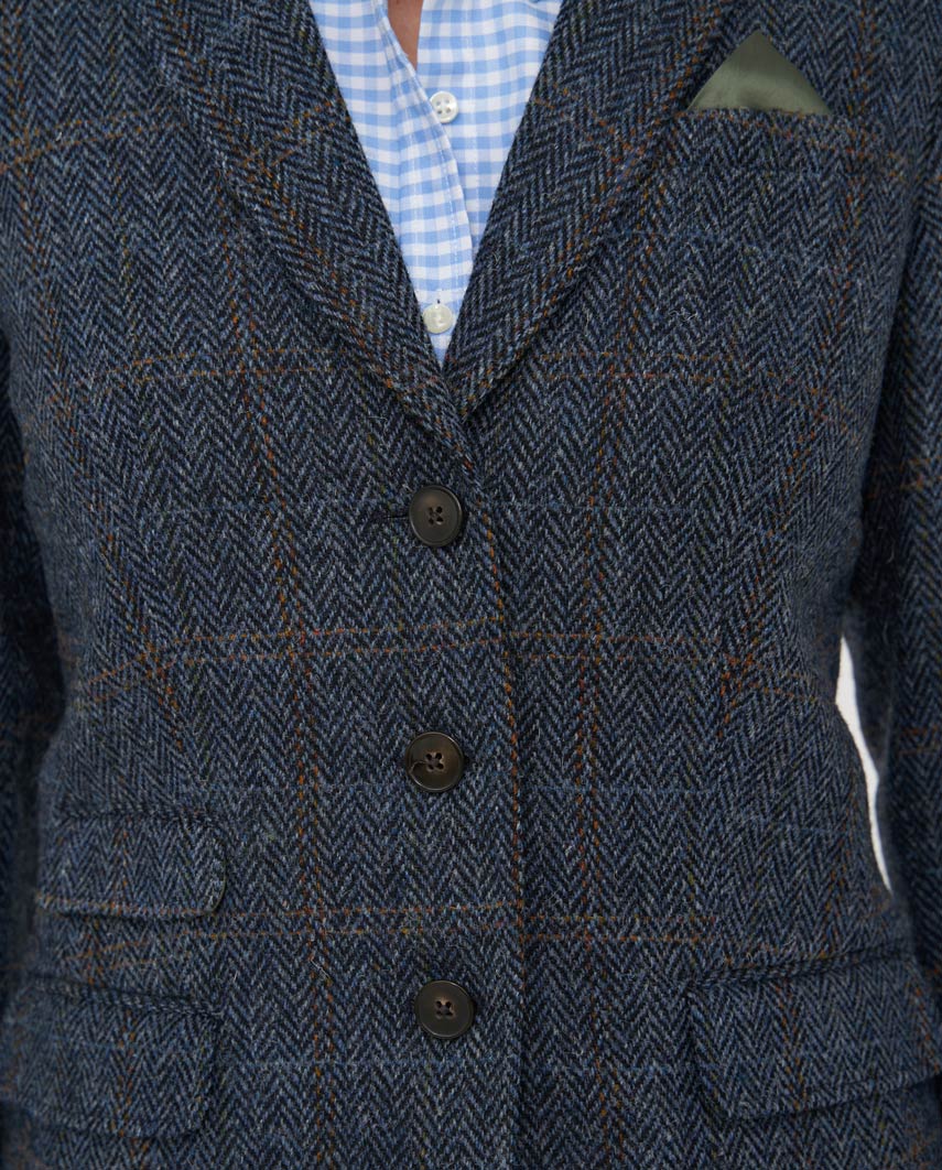 Harris Tweed Blazer ''Carola'' in grey-blue Herringbone