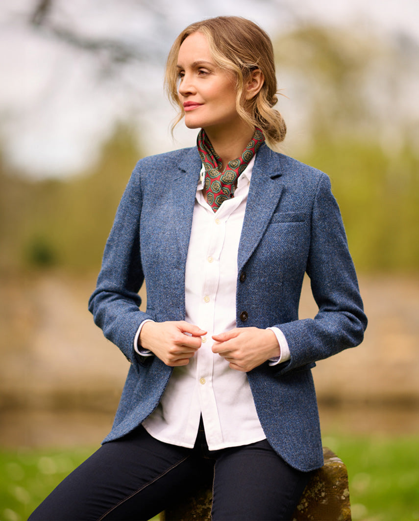 Harris Tweed Blazer ''Carola'' in blue Shadow - Main Image