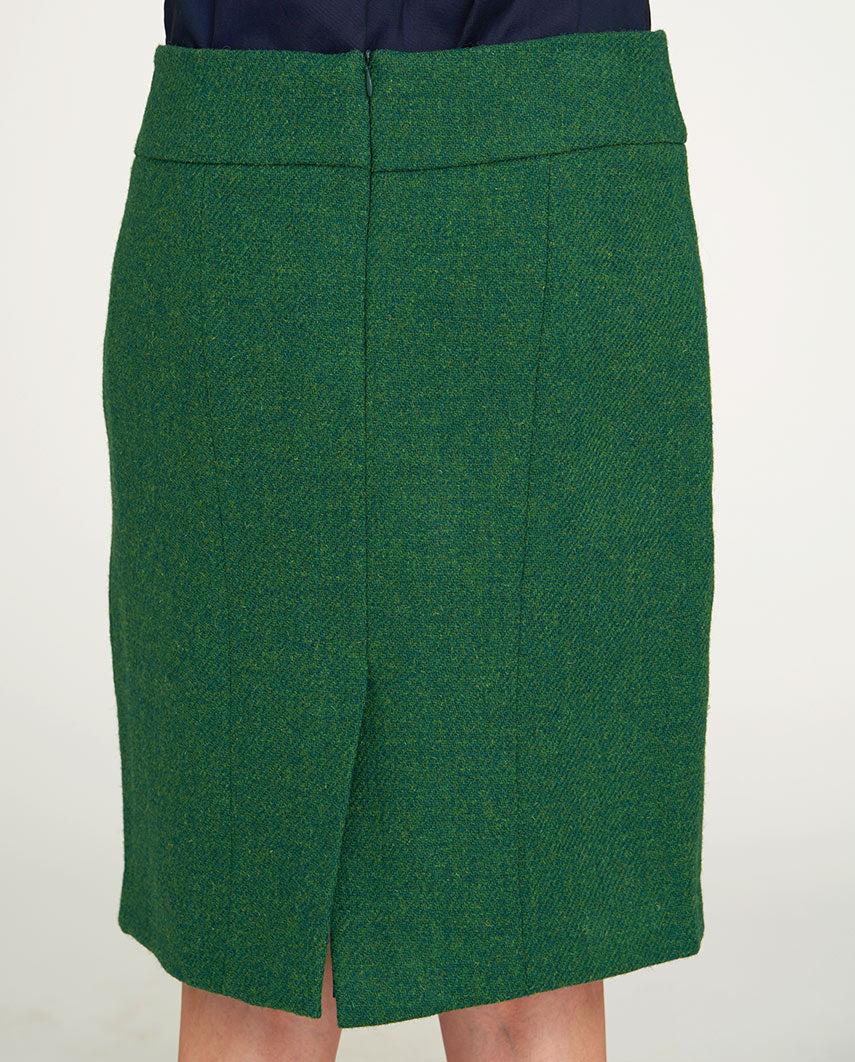 Bleistiftrock aus Harris Tweed in green Twill