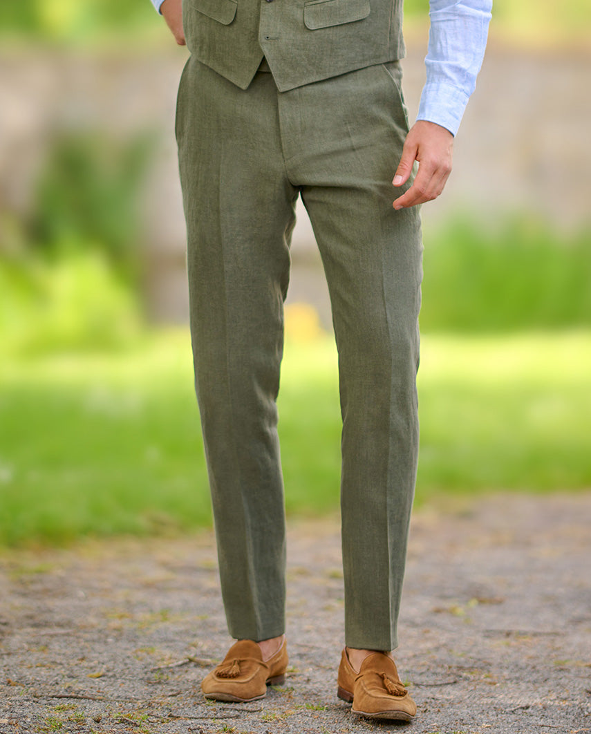 Linen trousers for men "Mr. Miller" in olive