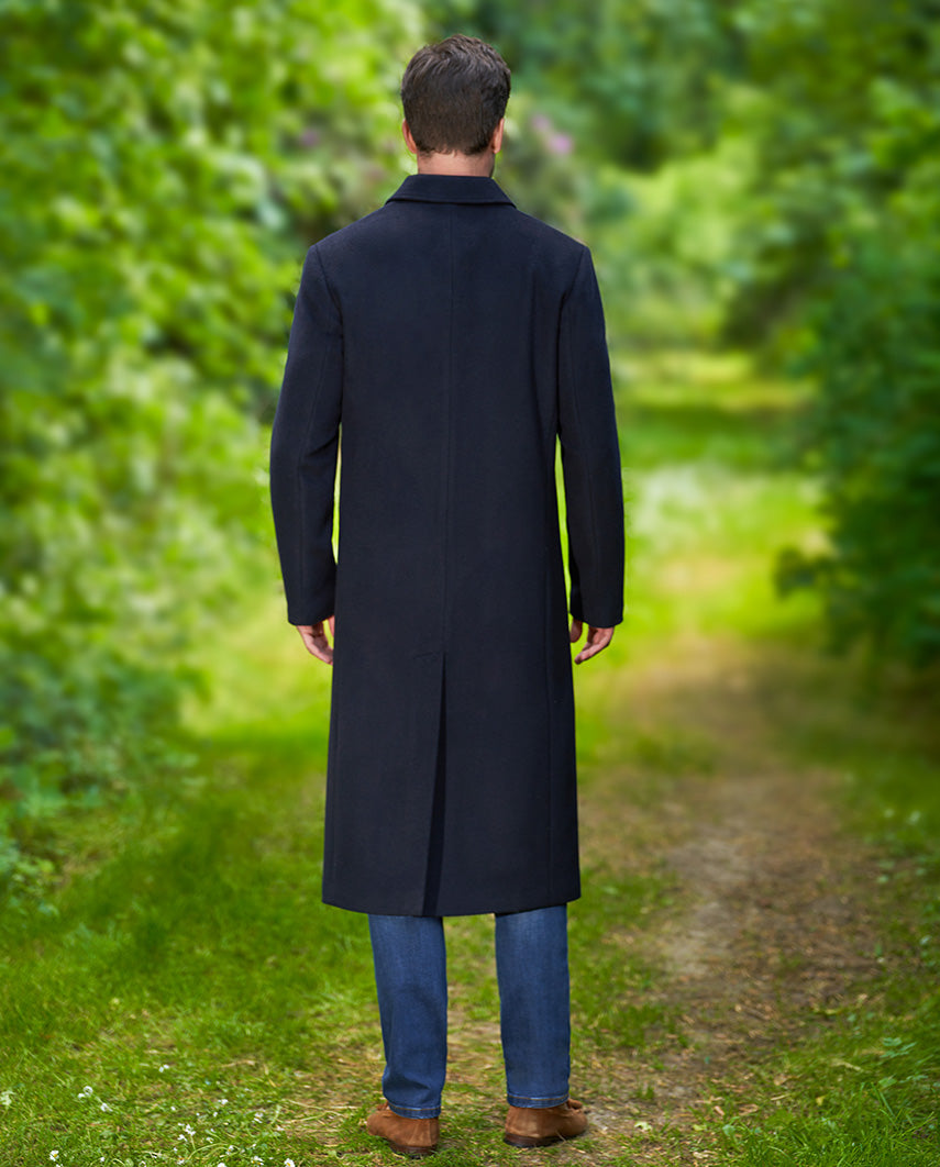 Langer Herrenmantel „Delchester“ aus Woll-Kaschmir in Navy