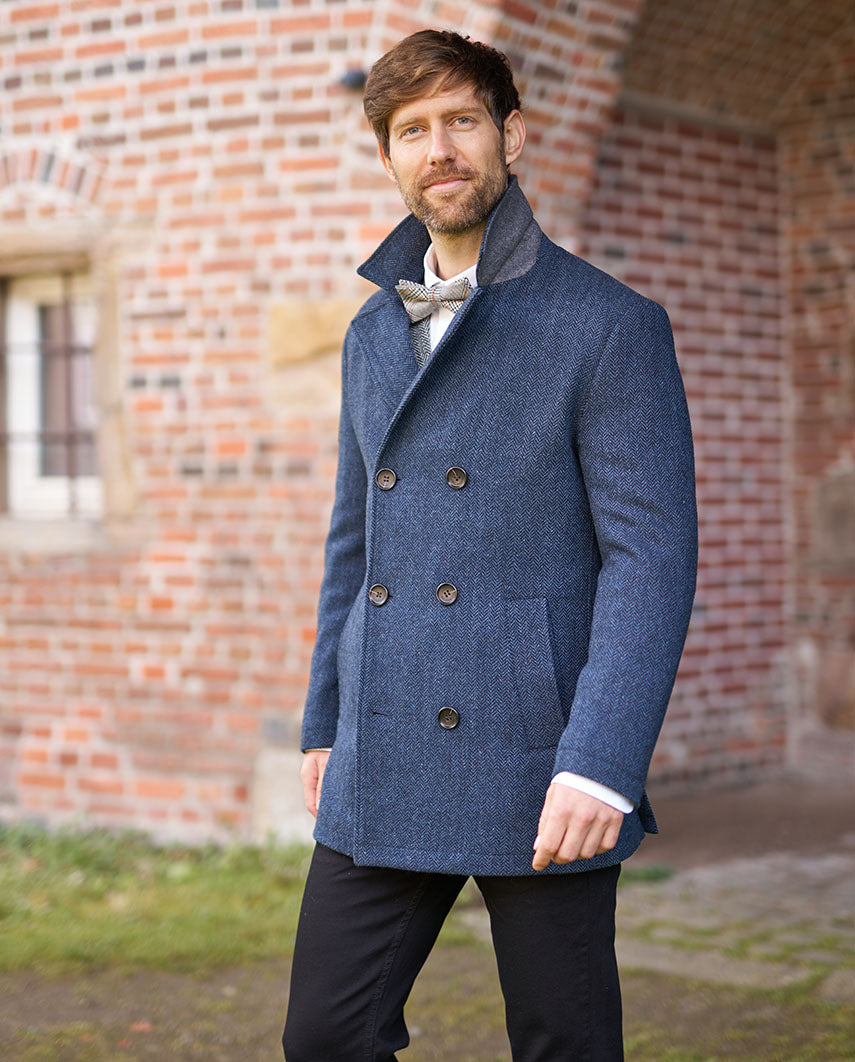 Herren Cabanjacke ''Seaberg" in Fischgrat Tweed