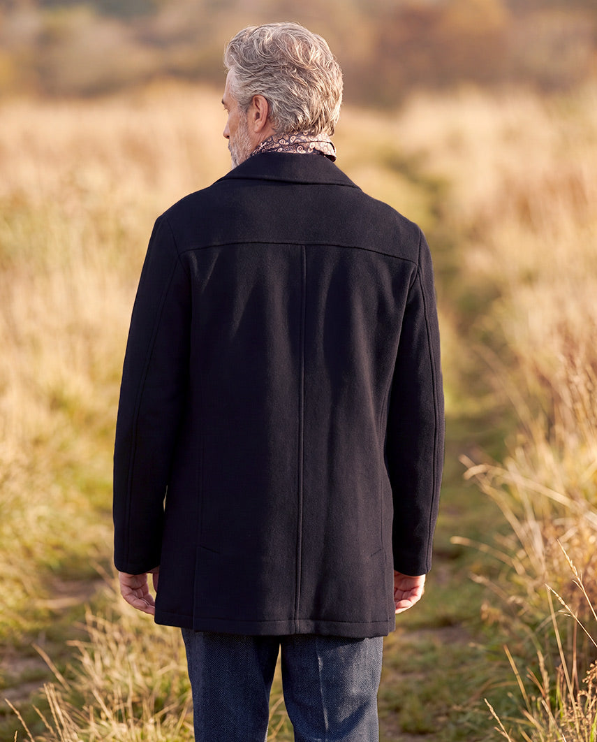 Men's pea coat "Seaberg" in navy made of wool-cashmere blend