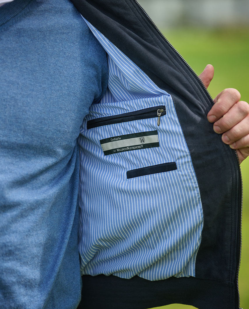 Lederblouson ”Winston III” für Herren in denim blue