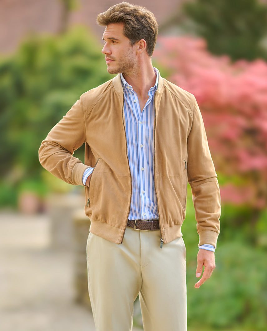 Leather Blouson ”Winston III” for men in light sand