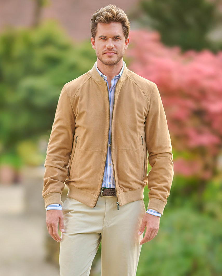 Leather Blouson ”Winston III” for men in light sand