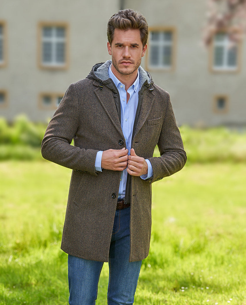 Short coat ''Flynston'' with vest insert in green hill