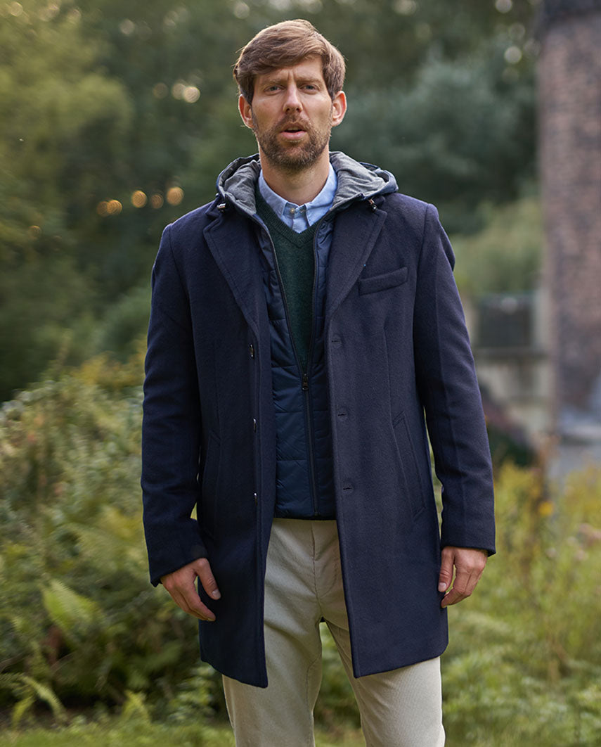 Short coat ''Flynston'' with vest insert in navy