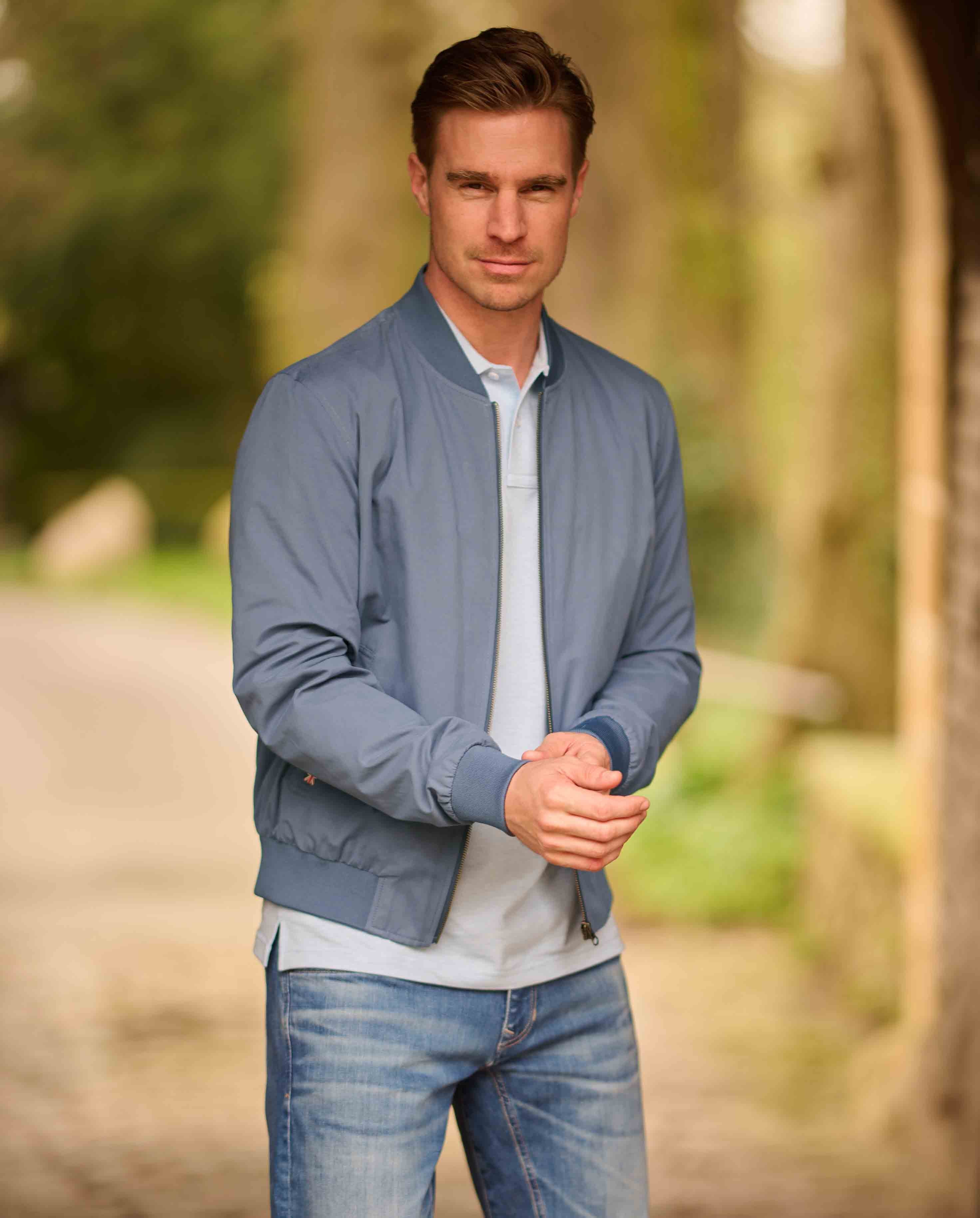 Herren Blouson ”English Lumber” mit samtigem Griff in moonlight blue
