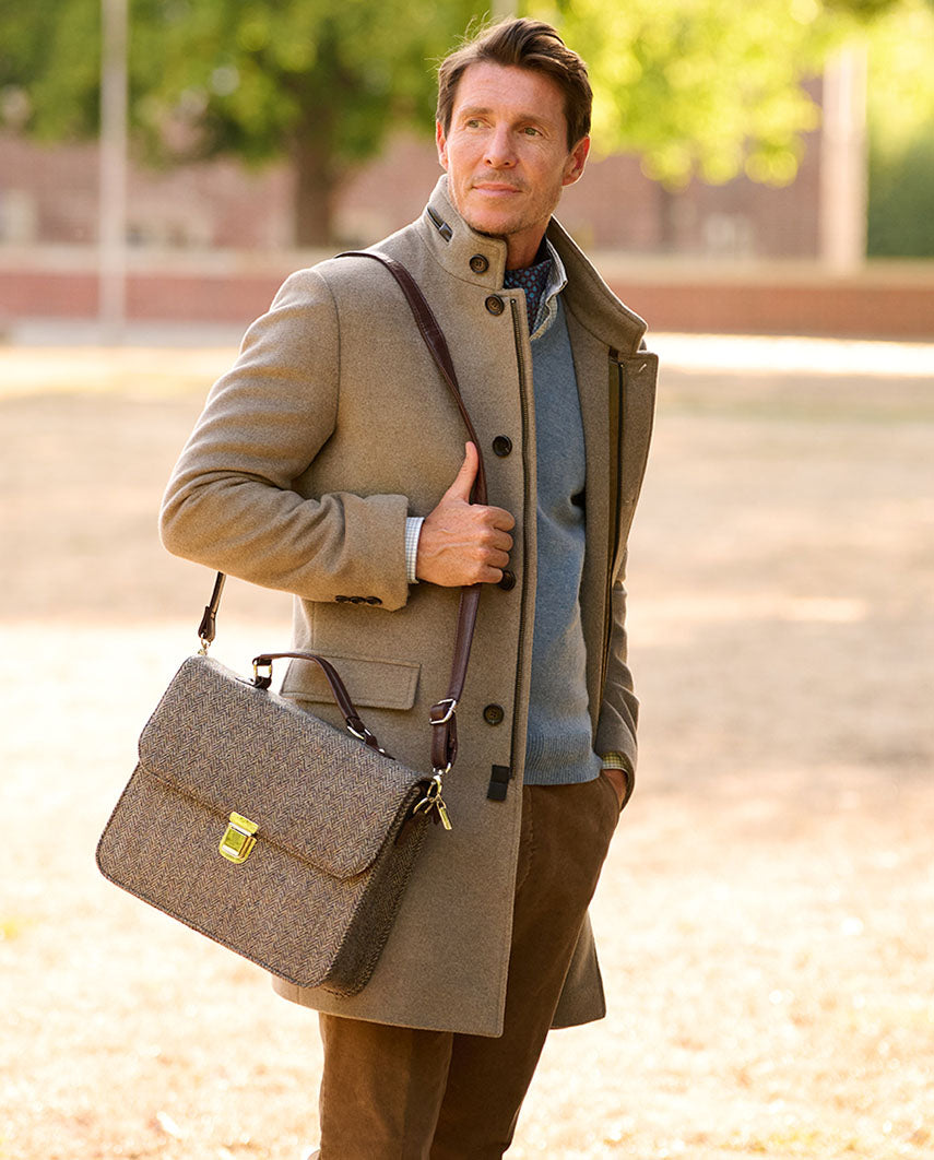 Wool-cashmere coat "Paul" for men in taupe