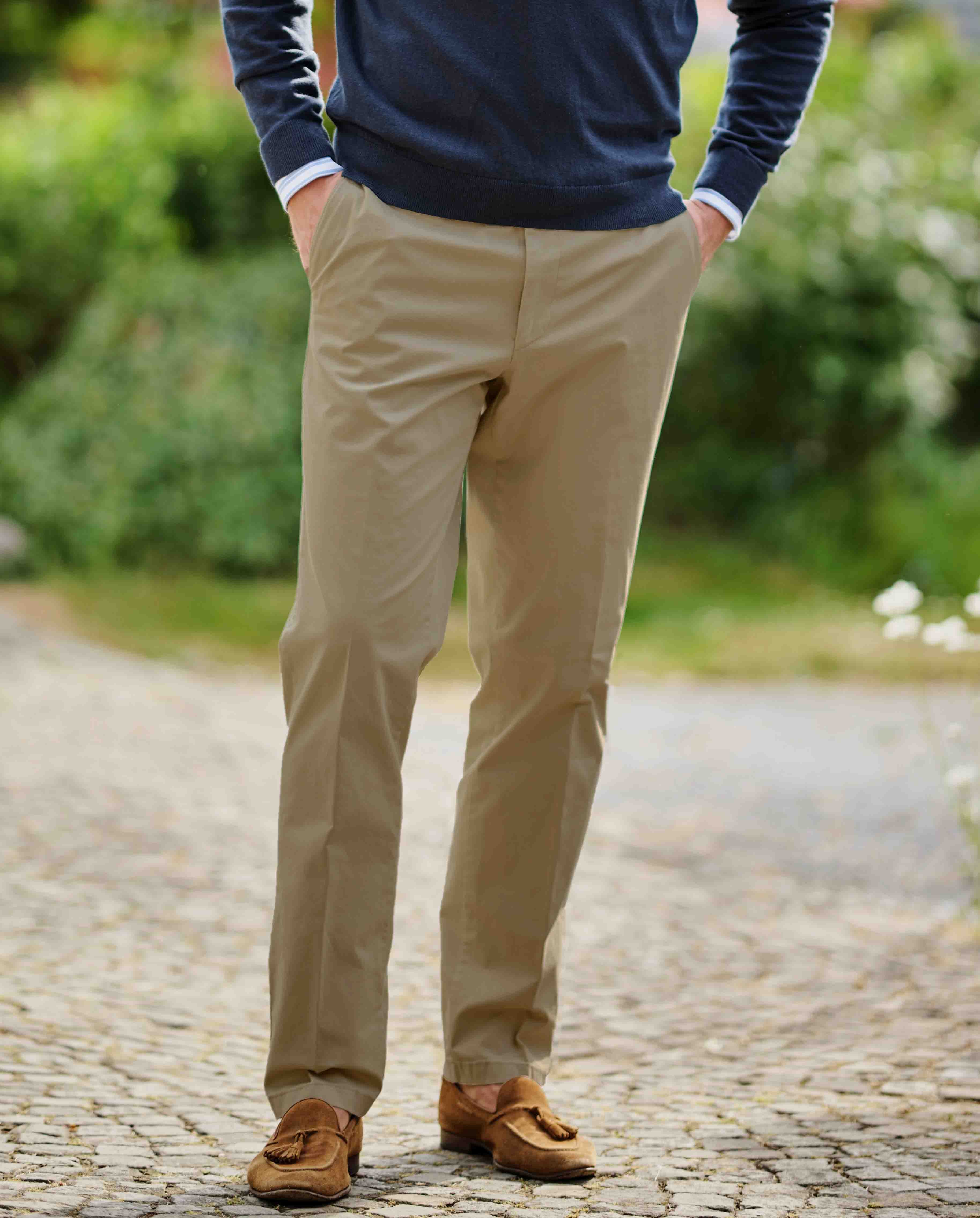 Men's winter chinos 'Mr. Jones' in beige – premium Pima cotton