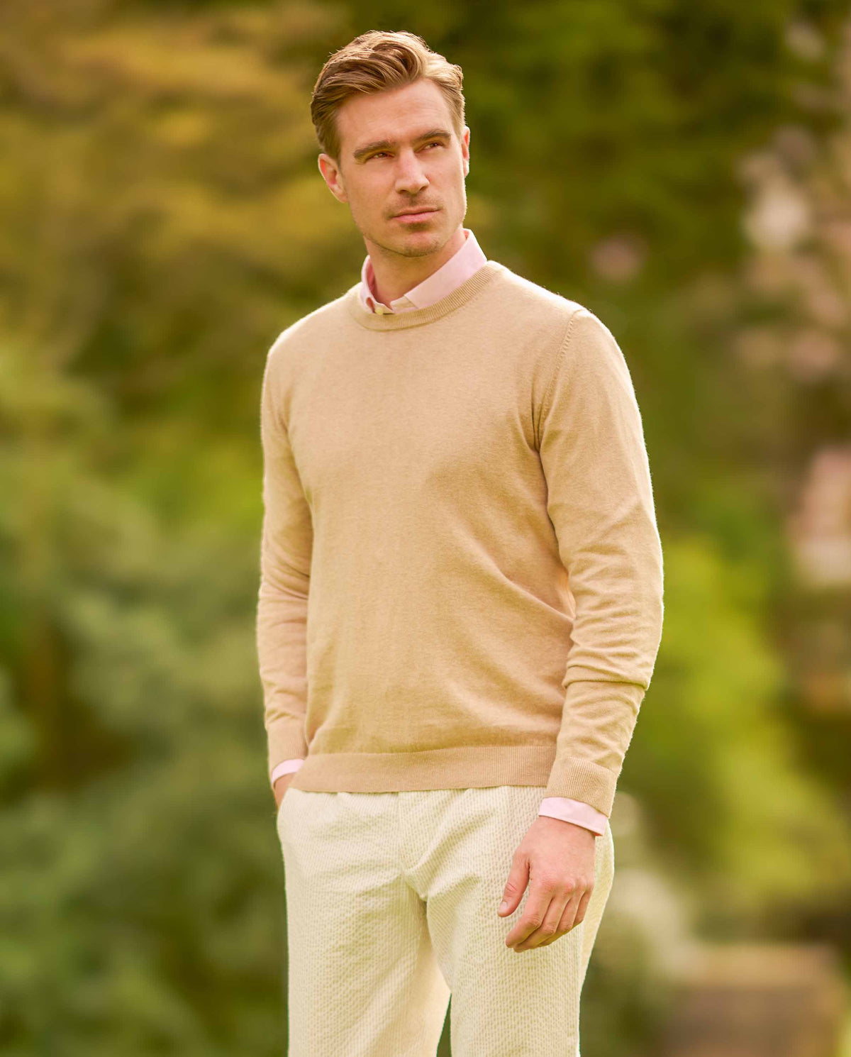 Men's crew neck sweater "Till" in beige