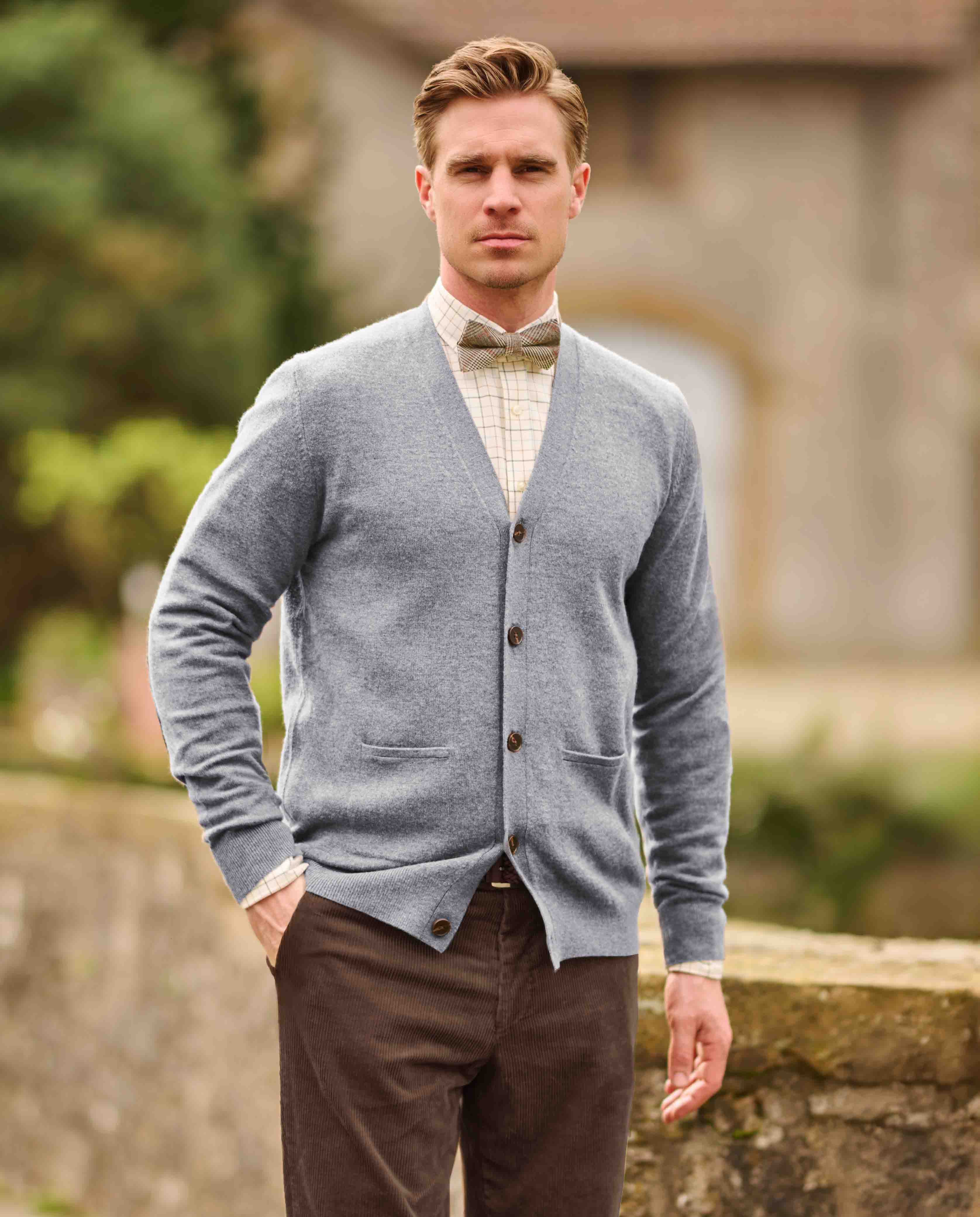 Men's Merino cardigan ''The Cardigan'' in cloud grey