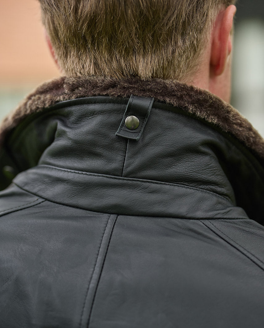 Black aviator blouson ''Jamy'' made of finest lamb nappa with genuine lambskin collar