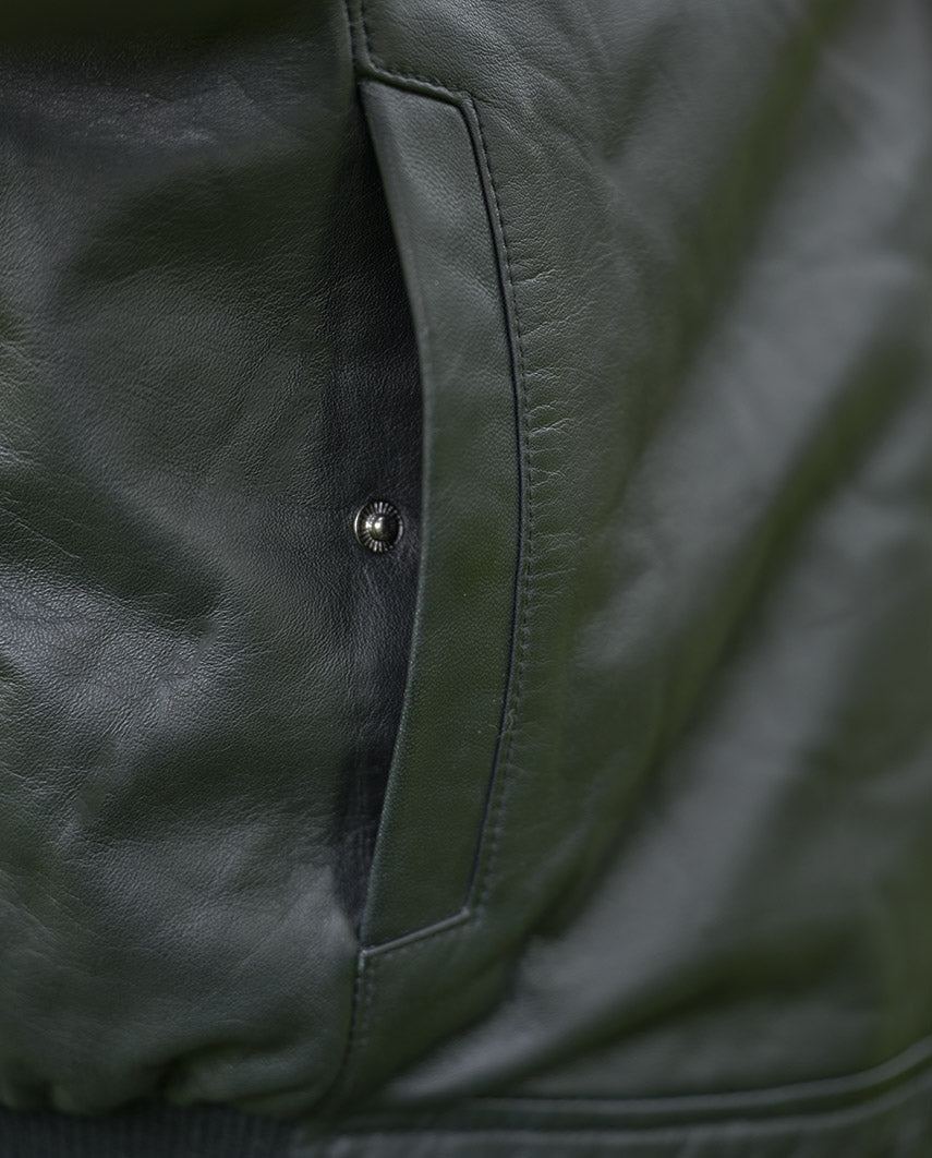 Black aviator blouson ''Jamy'' made of finest lamb nappa with genuine lambskin collar