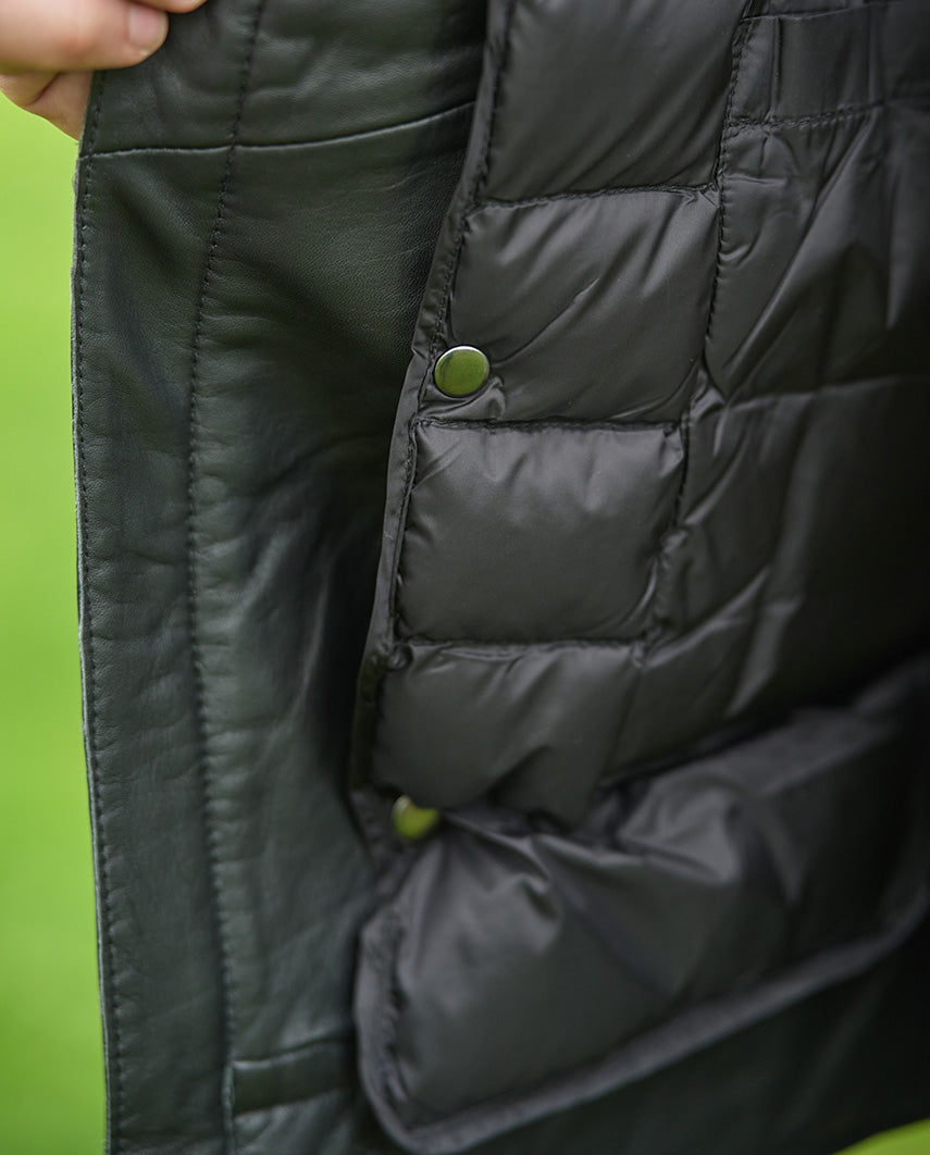 Black aviator blouson ''Jamy'' made of finest lamb nappa with genuine lambskin collar