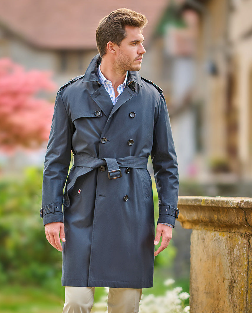 Trench Coats Men's Navy Blue Peacoat Buy HONNETE Men Casual Regular Fit Navy Trench Coat Online