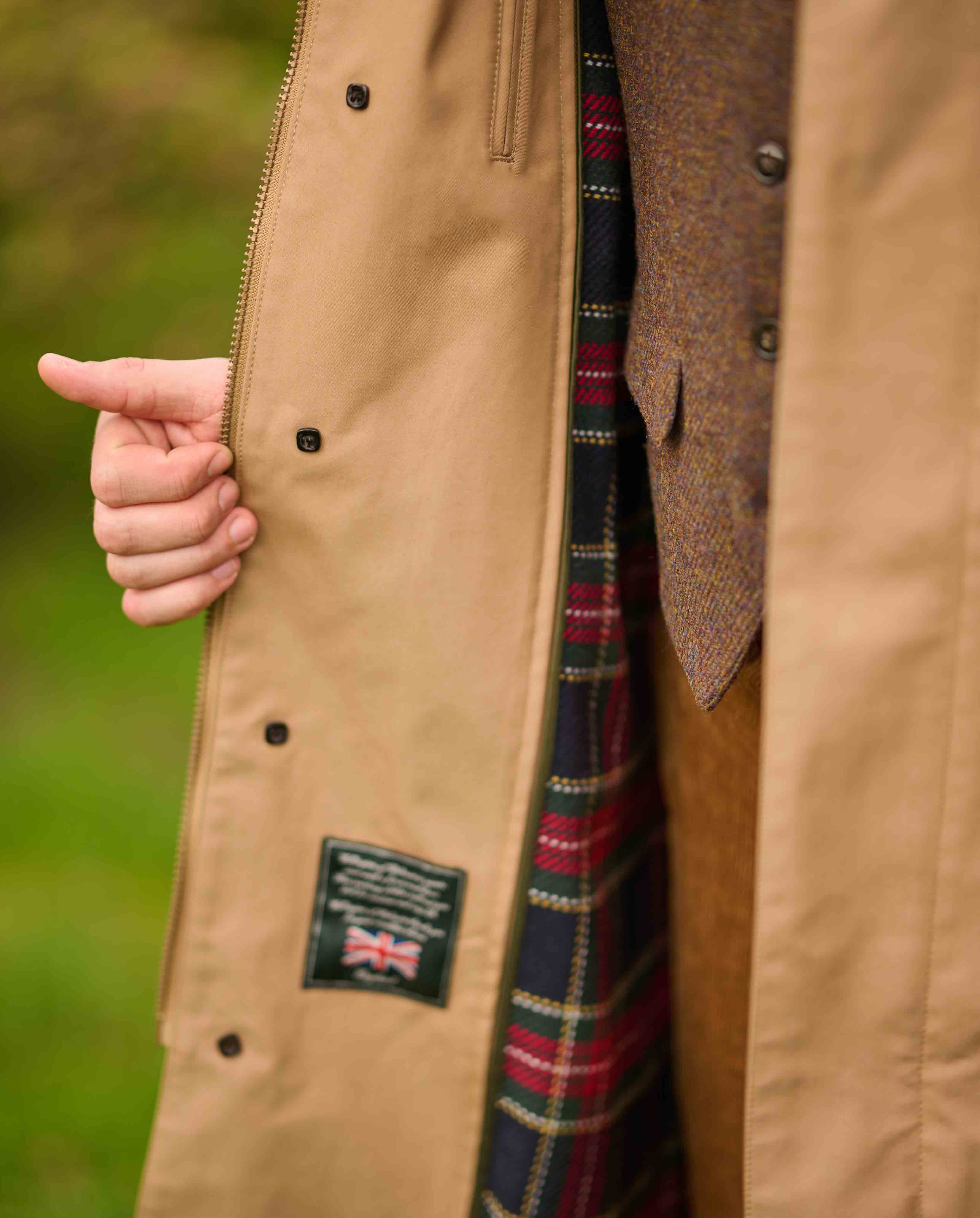 Herrenmantel ''Finchester all season'' in dark sand mit heraustrennbarem Wollfutter