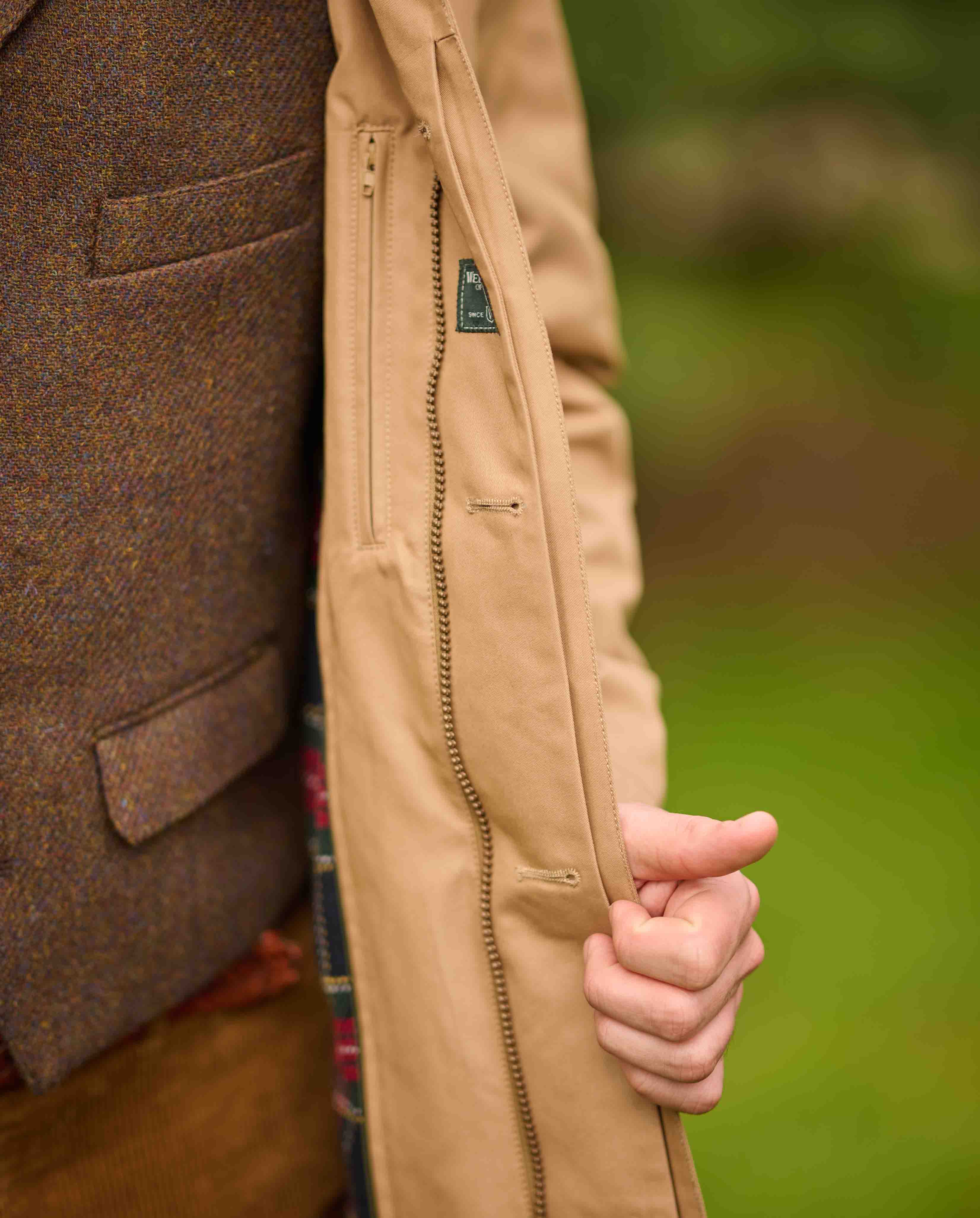 Herrenmantel ''Finchester all season'' in dark sand mit heraustrennbarem Wollfutter