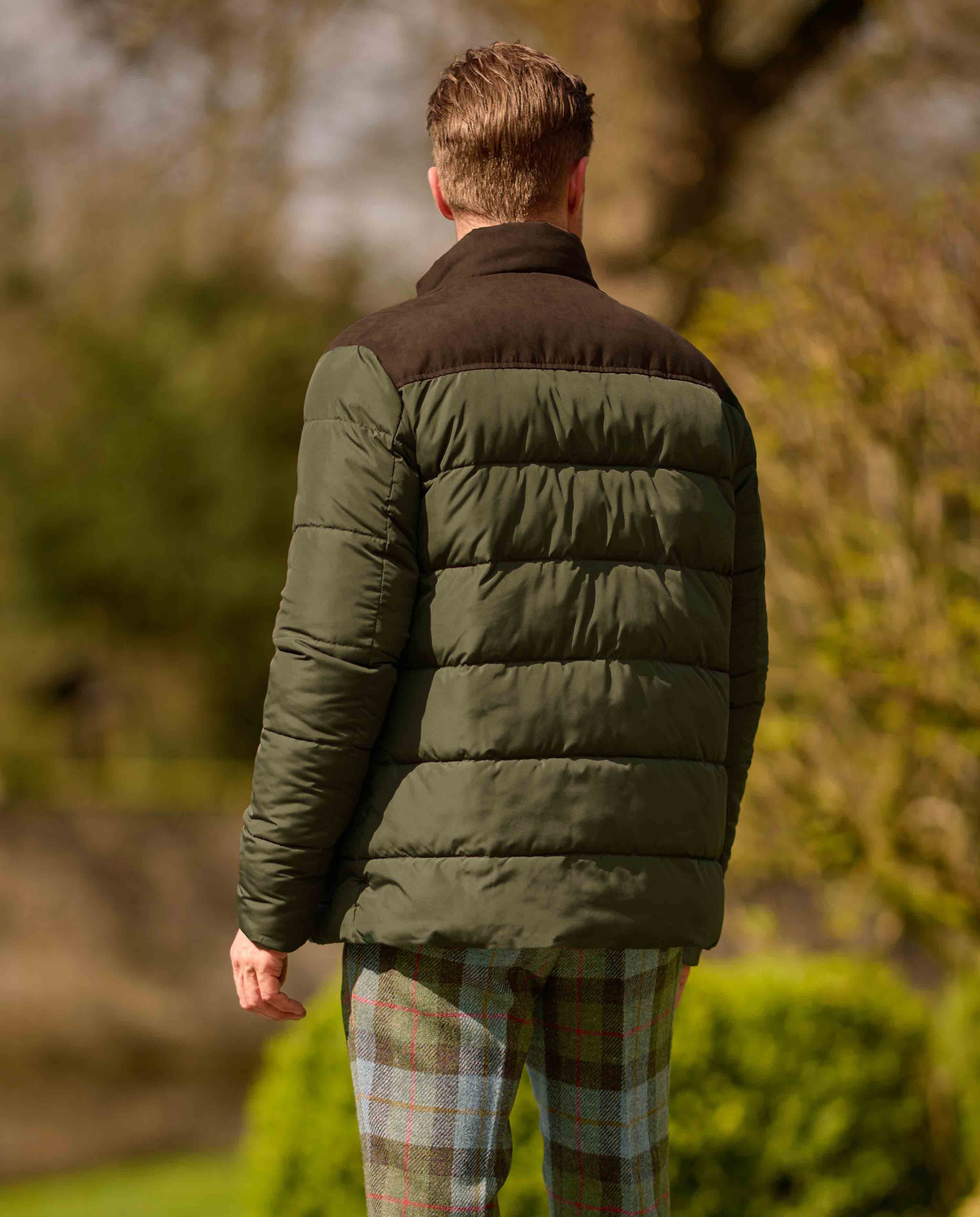 Men's quilted jacket "Norwich" with suede-look applications