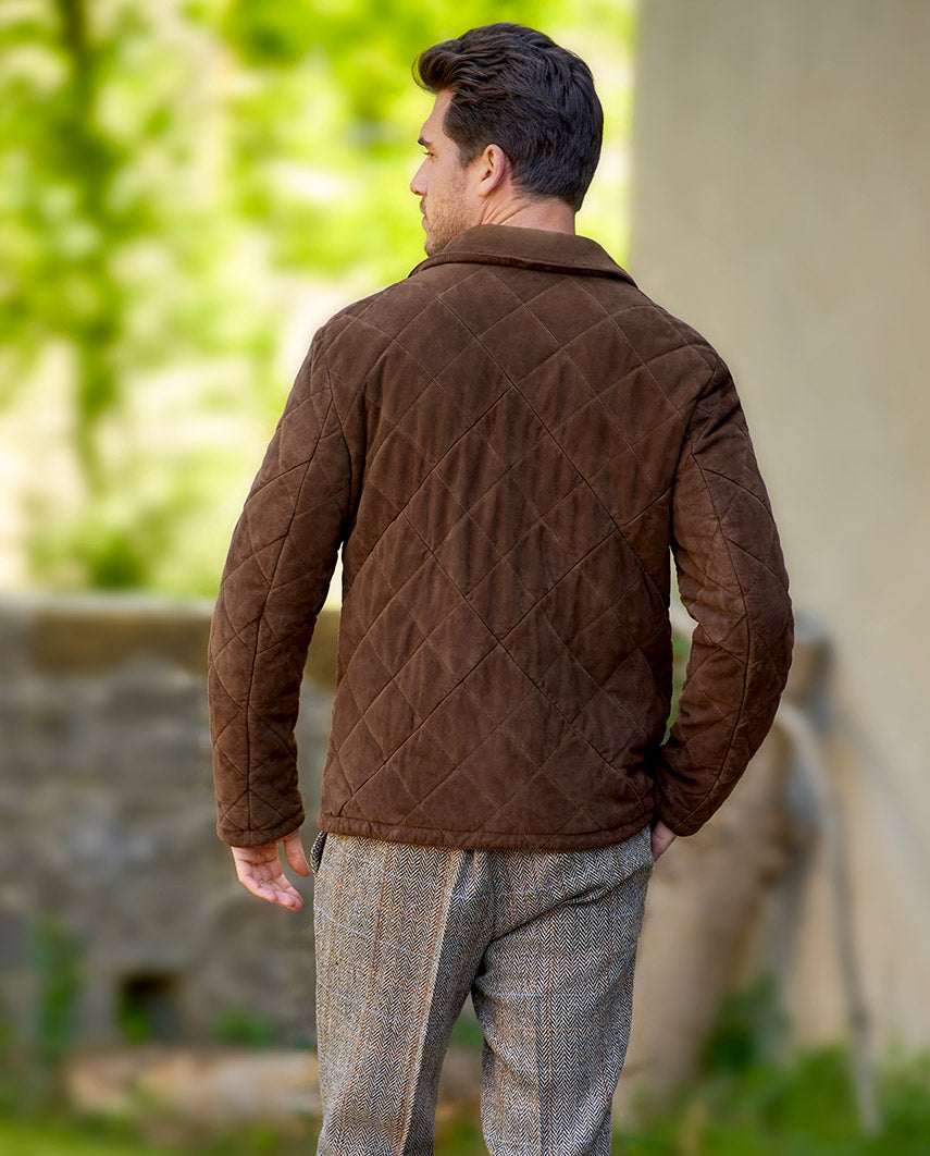 Men's leather jacket "Terry" made of genuine goat suede in brown