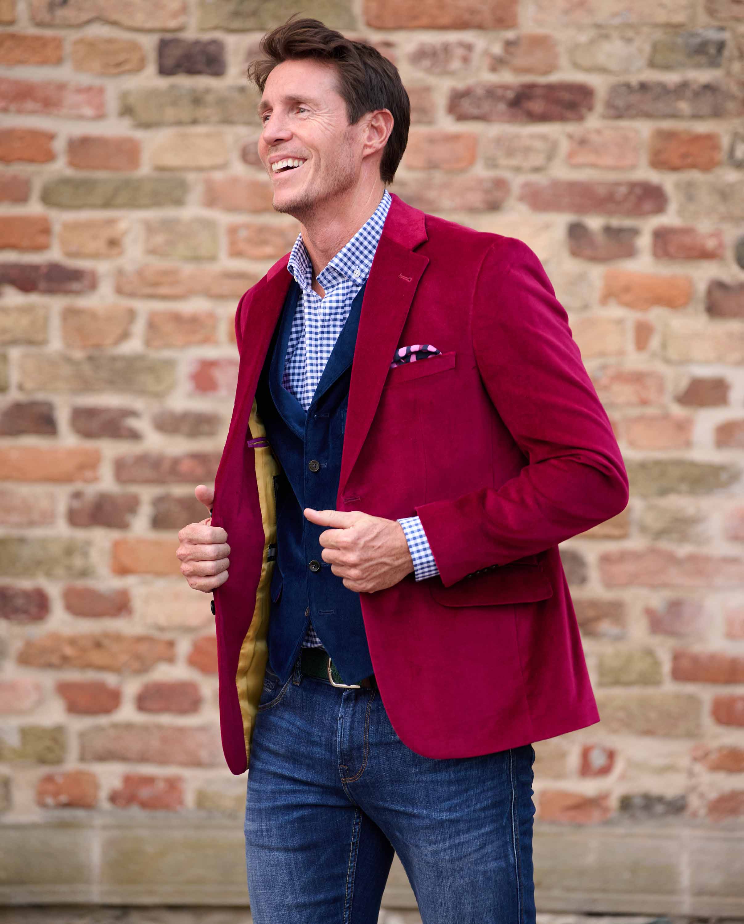 Men's velvet jacket ''London'' in red