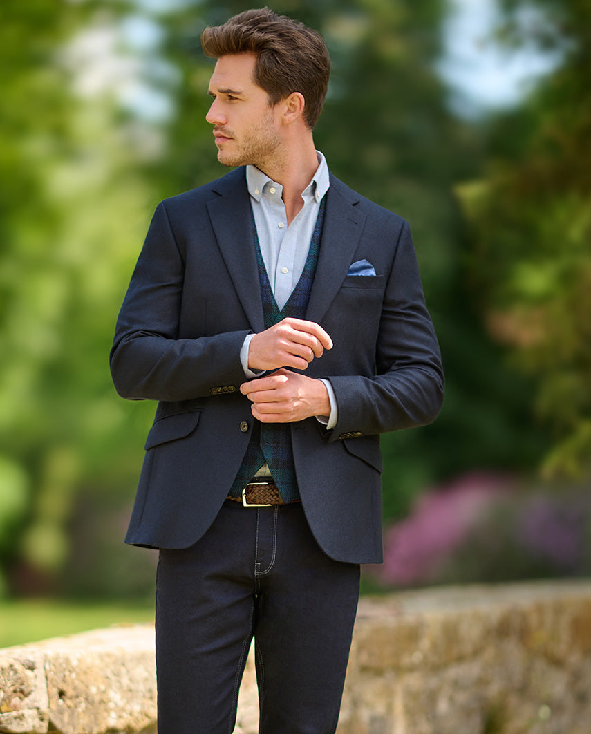 Men's jacket "London" made of pure cashmere in navy