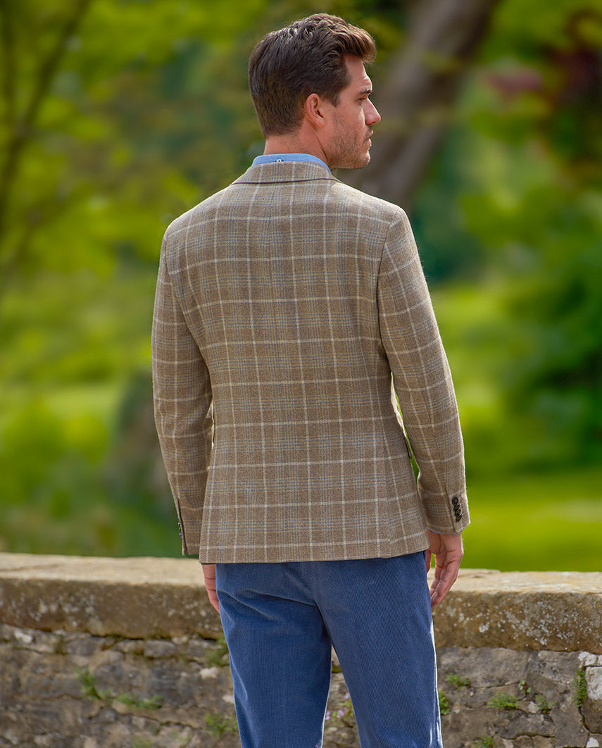 Men's jacket "London" made of pure cashmere in beige check