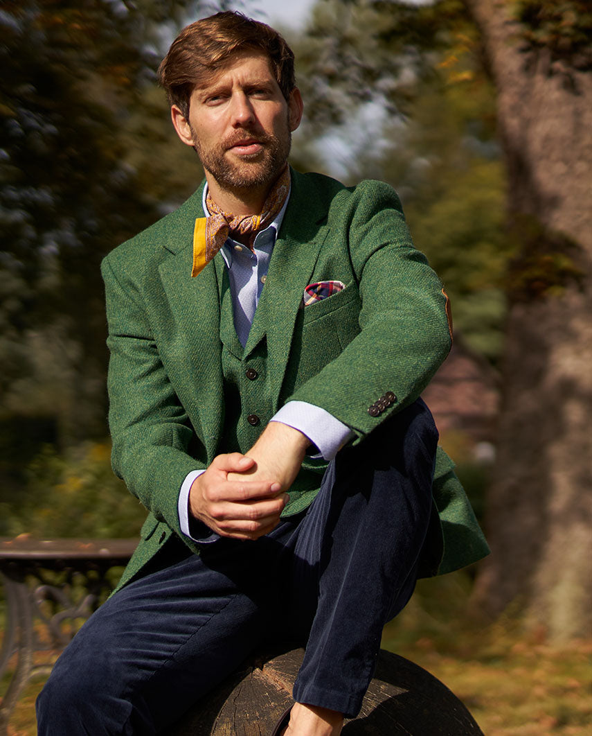 Harris Tweed jacket ''London'' in green twill
