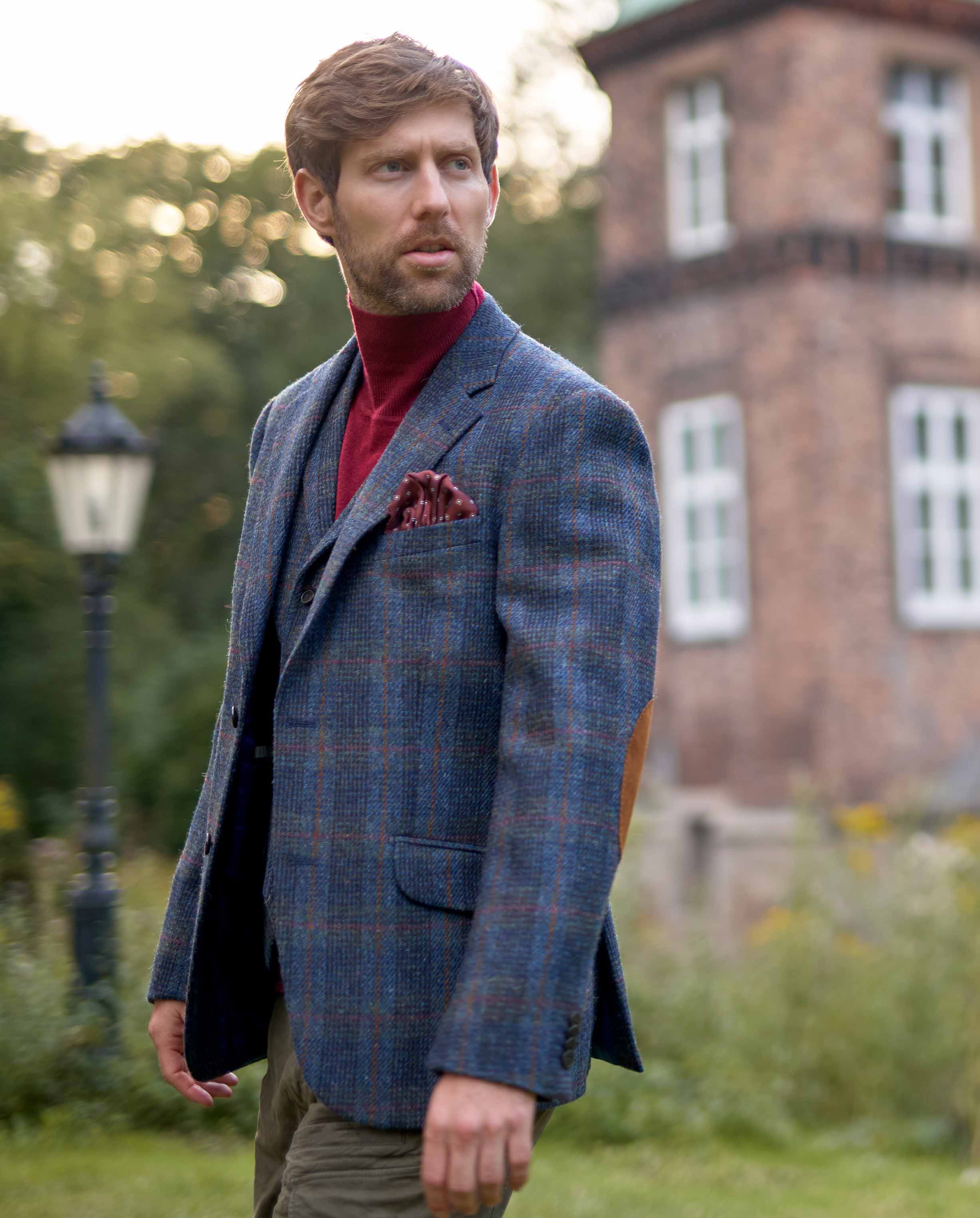 Harris Tweed Sakko ''London'' in multi-blue Tweed