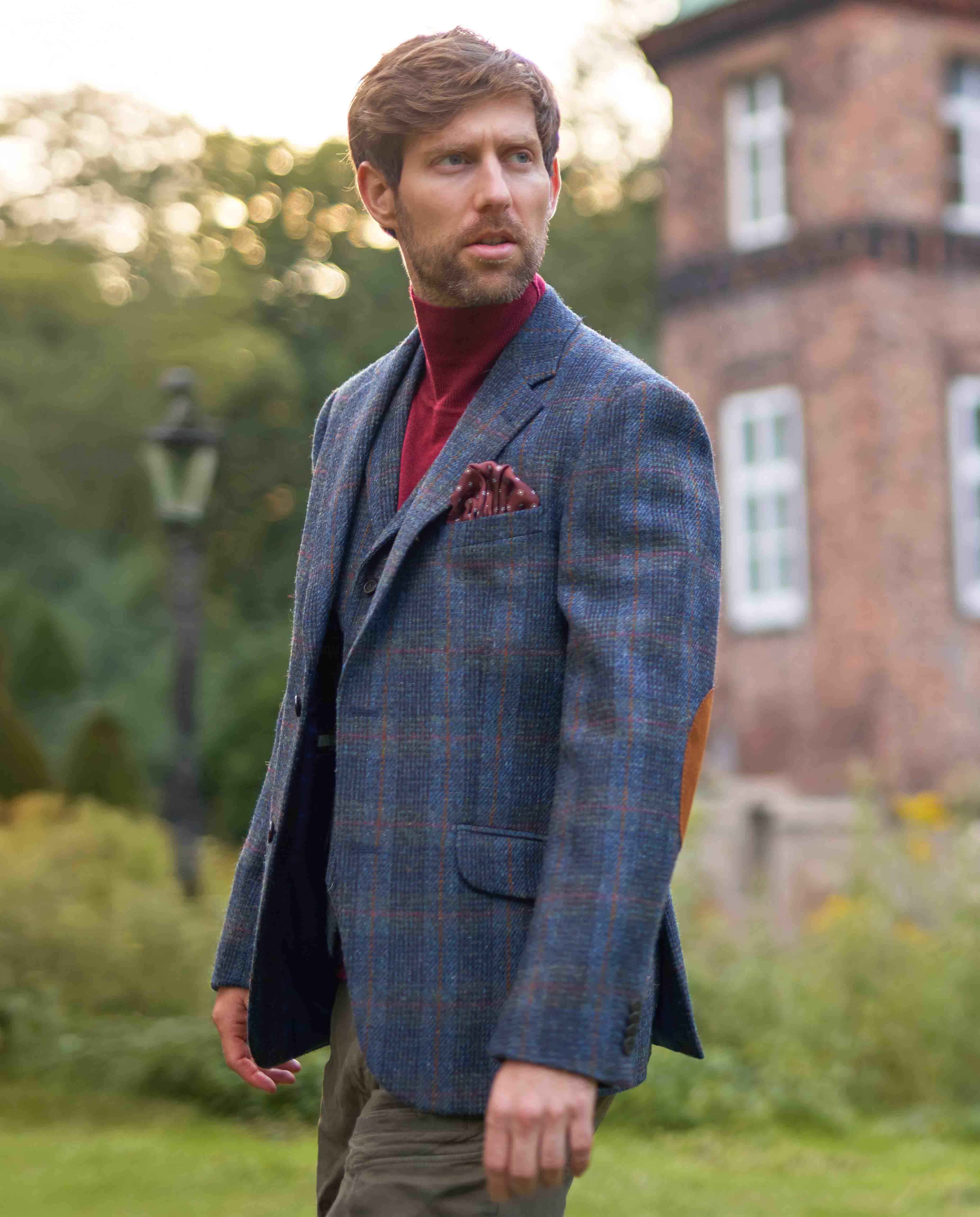 Harris Tweed Sakko ''London'' in multi-blue Tweed