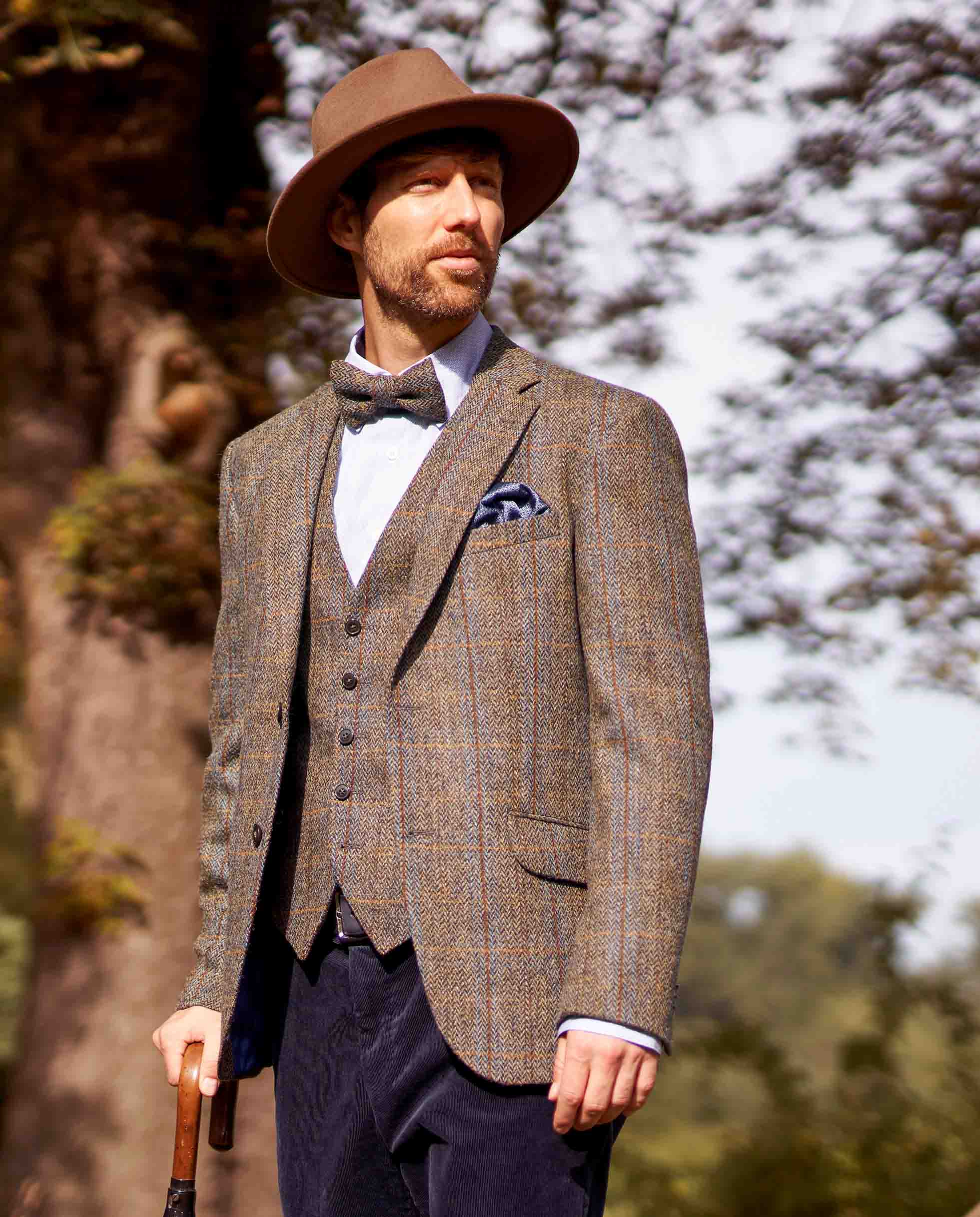 Harris Tweed jacket ''London'' in green-blue herringbone