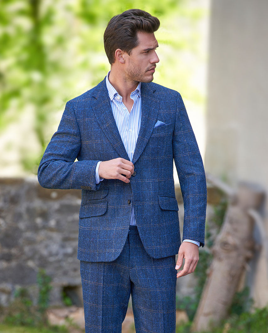 Harris Tweed Sakko ''London'' in dark-blue herringbone
