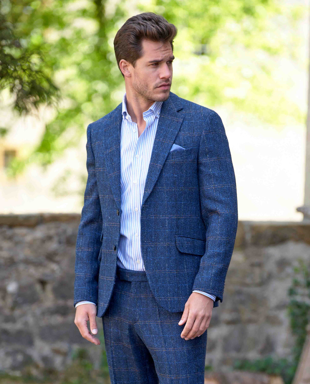 Harris Tweed Sakko "London" in dark-blue herringbone