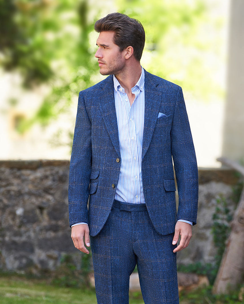 Harris Tweed Sakko ''London'' in dark-blue herringbone