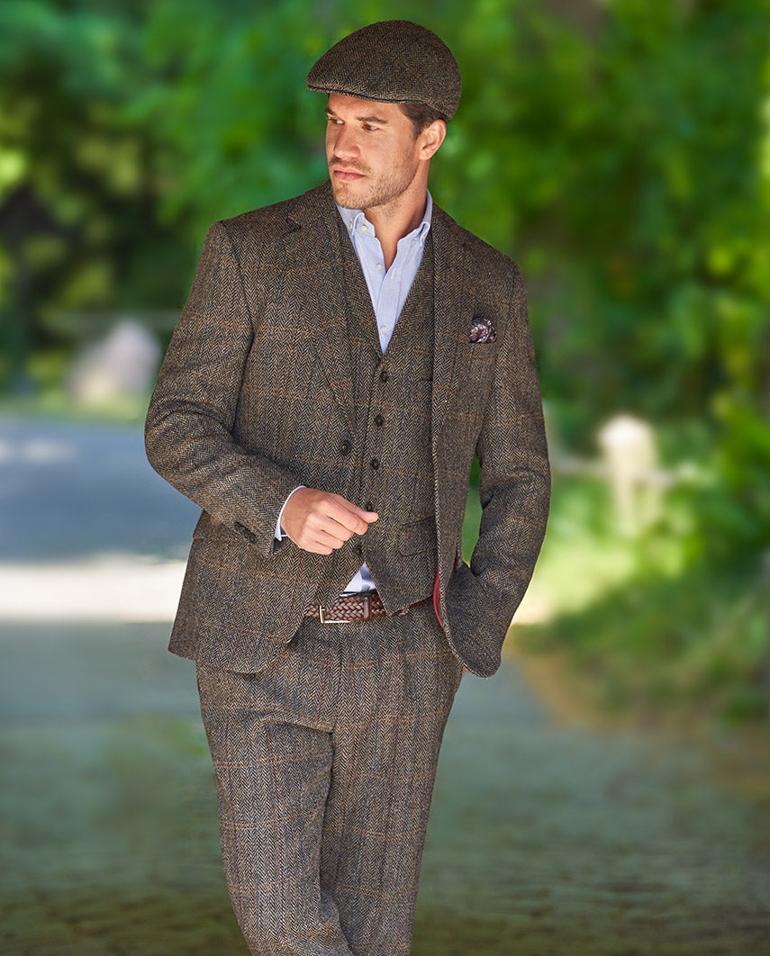 Harris Tweed jacket ''London'' in highland green herringbone