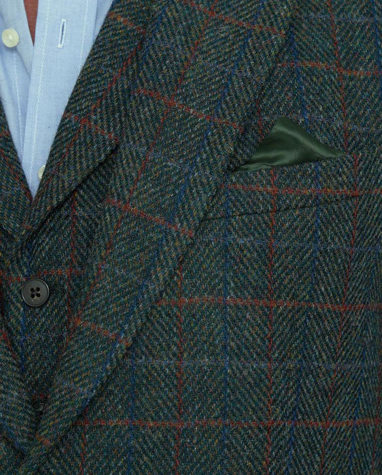 Harris Tweed colbert "London" in royal green tweed